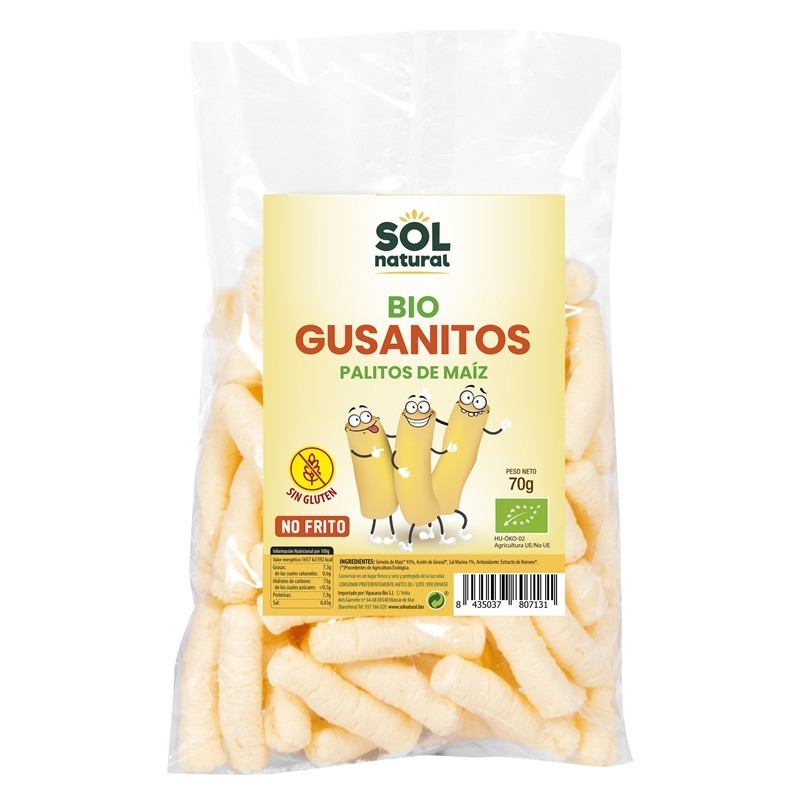 Gusanitos maiz sin gluten SOL NATURAL 70 gr BIO