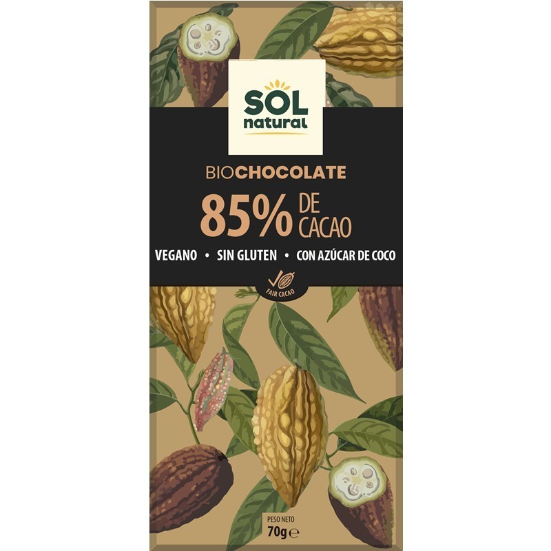 Chocolate 85% SOL NATURAL 70 gr BIO