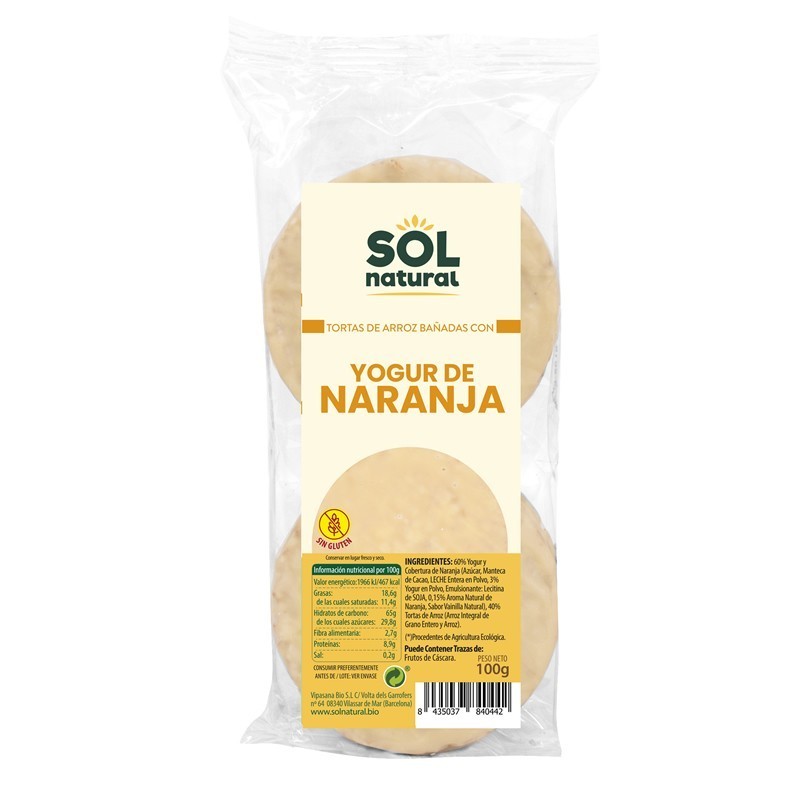 Tortas arroz yogur naranja SOL NATURAL 100 gr