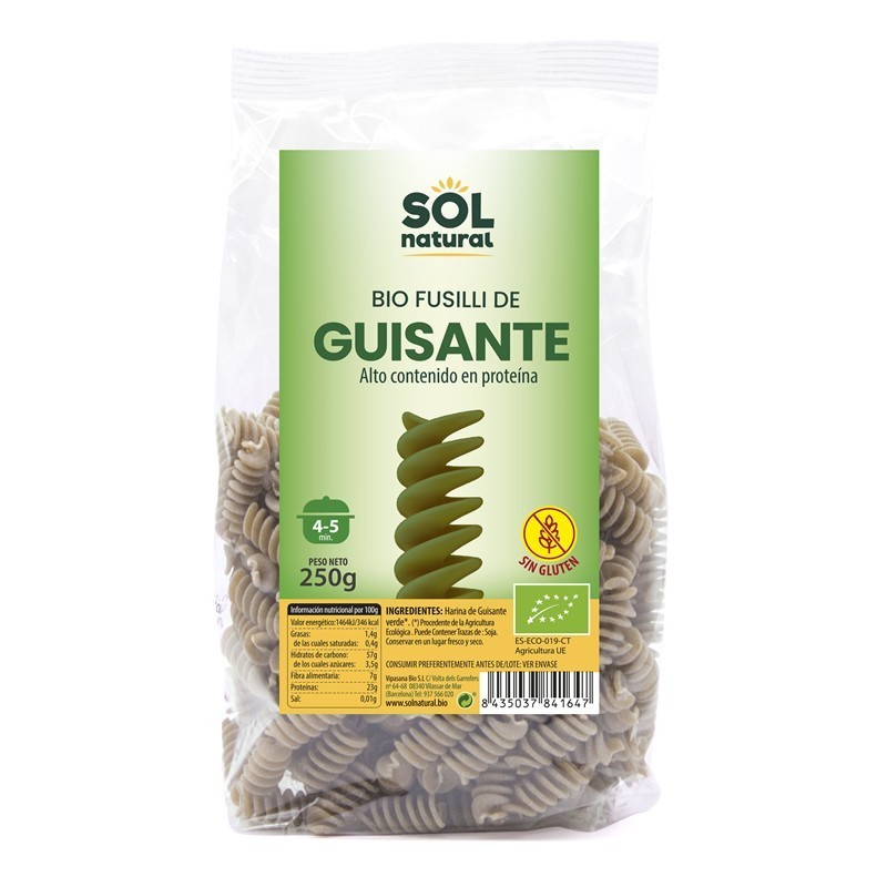 Espiral guisante sin gluten SOL NATURAL 250 gr BIO