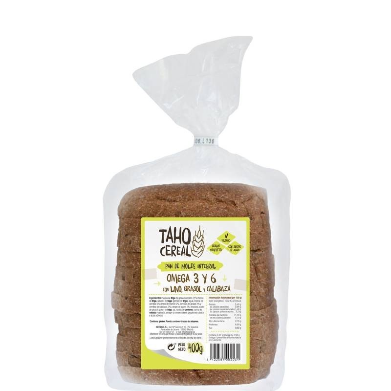 Pan molde omega 3 6 lino girasol calabaza TAHO 400 gr