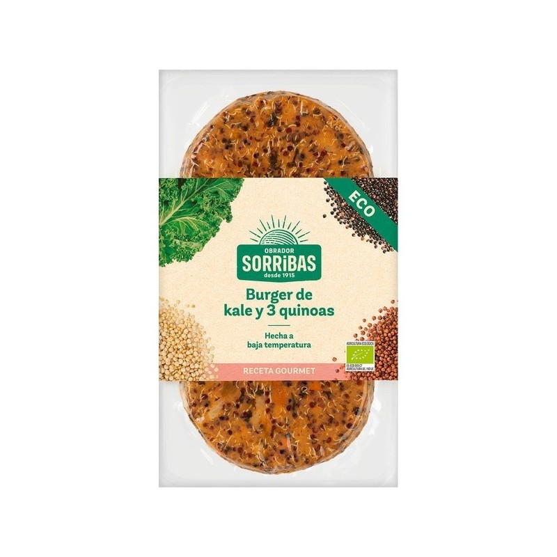 Hamburguesa kale 3 quinoas vegana SORRIBAS 160 gr BIO