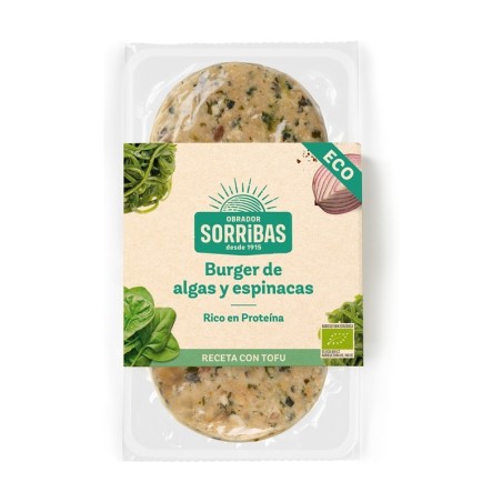 Hamburguesa algas espinacas vegana SORRIBAS 160 gr BIO